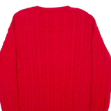 TOMMY HILFIGER Mens Jumper Red Cable Knit 2XL