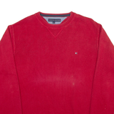 TOMMY HILFIGER Mens Jumper Red Tight Knit L