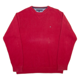 TOMMY HILFIGER Mens Jumper Red Tight Knit L