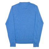 TOMMY HILFIGER Mens Jumper Blue V-Neck Tight Knit S