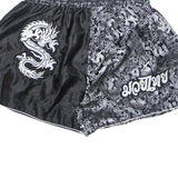 Mens Sports Shorts Black Crazy Pattern L W30