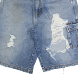 FUBU Distressed Mens Jorts Shorts Blue L W36