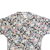MARIQUITA Womens Printed Blouse Black V-Neck Floral L