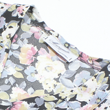 MARIQUITA Womens Printed Blouse Black V-Neck Floral L