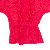 Womens Wrap Blouse Red V-Neck Silk Spotted UK 12