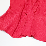 Womens Wrap Blouse Red V-Neck Silk Spotted UK 12