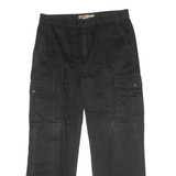 POOL Cargo Mens Twill Trousers Black Regular Straight 90s W24 L30