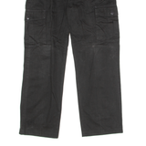 POOL Cargo Mens Twill Trousers Black Regular Straight 90s W24 L30