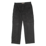 POOL Cargo Mens Twill Trousers Black Regular Straight 90s W24 L30