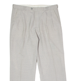 Pleated Mens Trousers Grey Regular Straight W34 L28