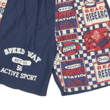SPEEDWAY Mens Swimming Shorts Blue Crazy Pattern L W28