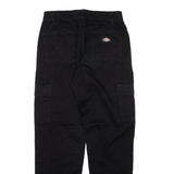 DICKIES Cuffed Cargo Womens Trousers Black Relaxed Tapered W26 L29