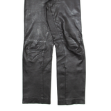 MODE DAME Womens Leather Trousers Black Slim Straight 90s W26 L29