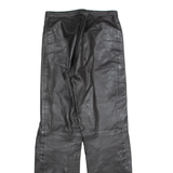 MODE DAME Womens Leather Trousers Black Slim Straight 90s W26 L29