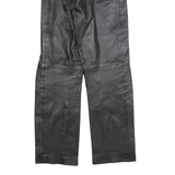 MODE DAME Womens Leather Trousers Black Slim Straight 90s W26 L29