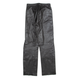 MODE DAME Womens Leather Trousers Black Slim Straight 90s W26 L29
