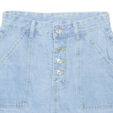 Buttoned Womens Straight Skirt Blue Short Denim S