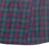 Womens Wrap Skirt Green Knee Length Wool Check XS