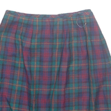 Womens Wrap Skirt Green Knee Length Wool Check XS