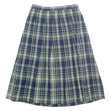 TALBOTS Womens Pleated Skirt Green Midi Wool Check M