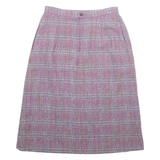 KORET Womens A-Line Skirt Purple Midi Wool Check M