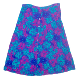 SUSAN BURROWES Buttoned Womens A-Line Skirt Blue Long Crazy Pattern L