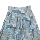 FASHION STYLE Womens A-Line Skirt Blue Midi Viscose Crazy Pattern M
