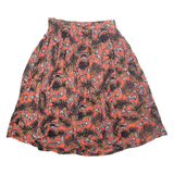 Womens A-Line Skirt Orange Midi Floral M