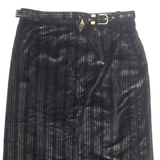 Belted Womens Straight Skirt Black Midi Striped M