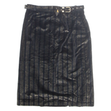 Belted Womens Straight Skirt Black Midi Striped M