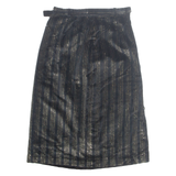 Belted Womens Straight Skirt Gold Midi Striped S
