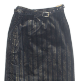 Belted Womens Straight Skirt Gold Midi Striped M