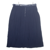 CANDA Belted Womens A-Line Skirt Blue Long Viscose L