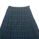 MS.SERO Womens Pleated Skirt Green Midi Wool Check UK 10