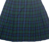MS.SERO Womens Pleated Skirt Green Midi Wool Check UK 10