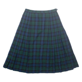 MS.SERO Womens Pleated Skirt Green Midi Wool Check UK 10