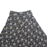Womens A-Line Skirt Black Knee Length Floral L