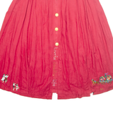 ANTHEA Buttoned Womens A-Line Skirt Red Long L