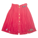 ANTHEA Buttoned Womens A-Line Skirt Red Long L