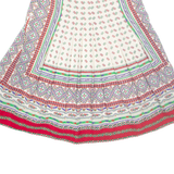 Womens Pleated Skirt Red Midi Crazy Pattern M