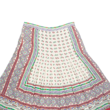 Womens Pleated Skirt Red Midi Crazy Pattern M