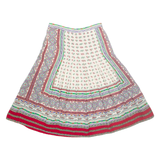 Womens Pleated Skirt Red Midi Crazy Pattern M