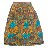 CONNECTIONS Womens A-Line Skirt Yellow Midi Crazy Pattern XS
