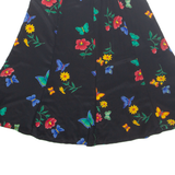 ALFRED DUNNER Womens Flare Skirt Black Midi Floral UK 6