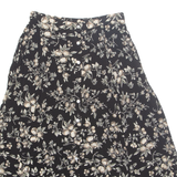 TALBOTS Buttoned Womens Flare Skirt Black Long Floral UK 12