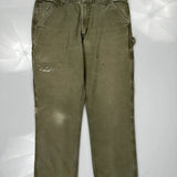 Carhartt Double Knee Carpenter Pants - 34W 29L Green Cotton