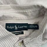 Ralph Lauren Striped Short Sleeve Shirt - Large Pink Cotton