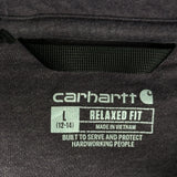 Age 12-14 Carhartt Spellout Hoodie - Large Gray Cotton