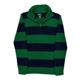 Polo By Ralph Lauren Striped 1/4 Zip - Medium Green Cotton