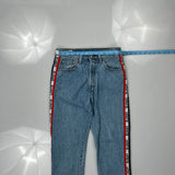 501 Levis Striped Jeans - 27W US 4 Light Wash Cotton